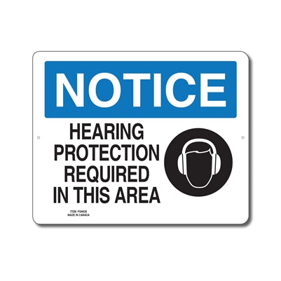 HEARING PROTECTION REQUIRED IN THIS AREA - NOTICE SIGN