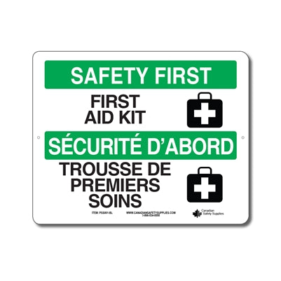 FIRST AID KIT - SAFETY FIRST SIGN - BILINGUAL