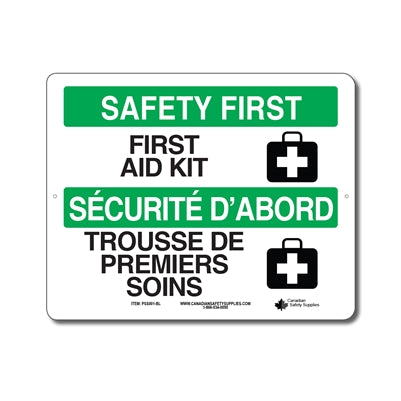 FIRST AID KIT - Enseigne La sécurité d'abord - en Anglais - BILINGUAL