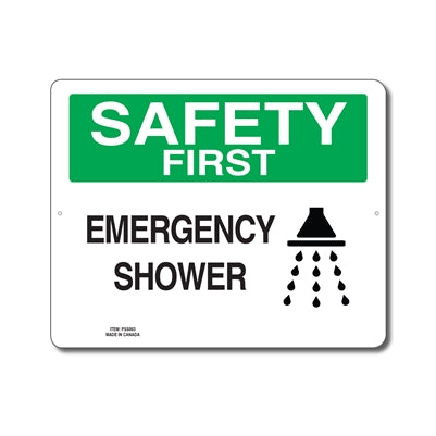 EMERGENCY SHOWER - Enseigne La sécurité d'abord - en Anglais