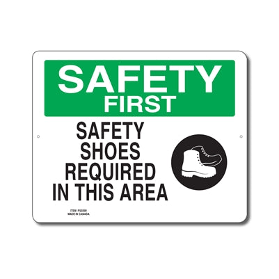 SAFETY SHOES REQUIRED IN THIS AREA - SAFETY FIRST SIGN