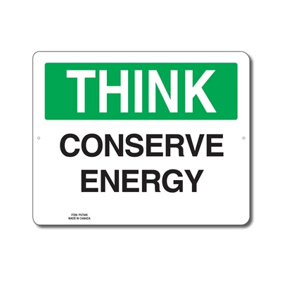 Conserve Energy - Enseigne Pensez-y bien - en Anglais