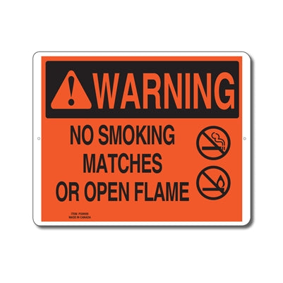 No Smoking Matches Or Open Flame - Enseigne avertissement - en Anglais