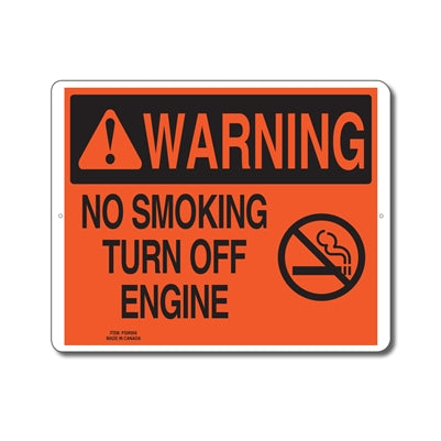 No Smoking Turn Off Engine - Enseigne avertissement - en Anglais