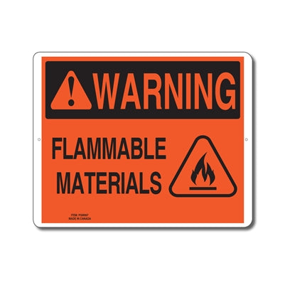 Flammable Materials - Enseigne avertissement - en Anglais