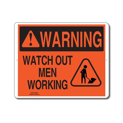 Watch Out Men Working - Enseigne avertissement - en Anglais