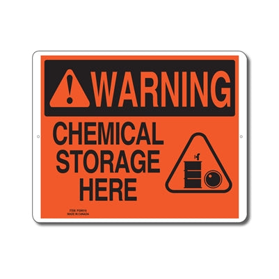 Chemical Storage Here - Enseigne avertissement - en Anglais