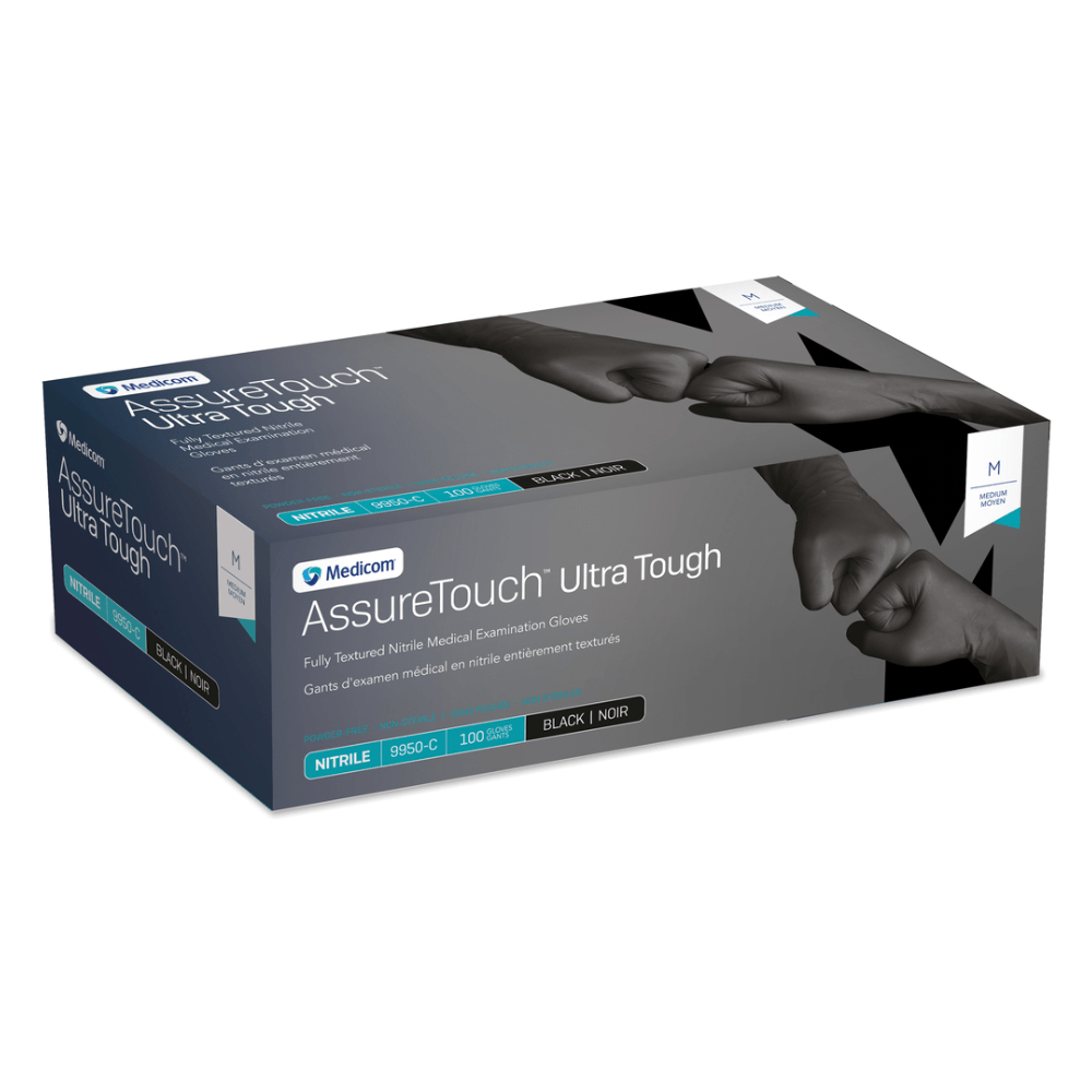 Medicom AssureTouch® Ultra Tough 5.0 mil Black Nitrile Gloves (100 pack) - Large