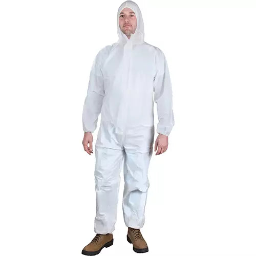Hooded Coveralls, White, Microporous